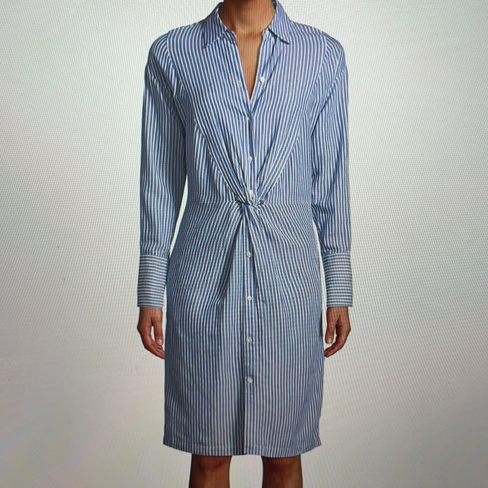 Vince Stripe Shirt Dress w/Twist Front sz 6